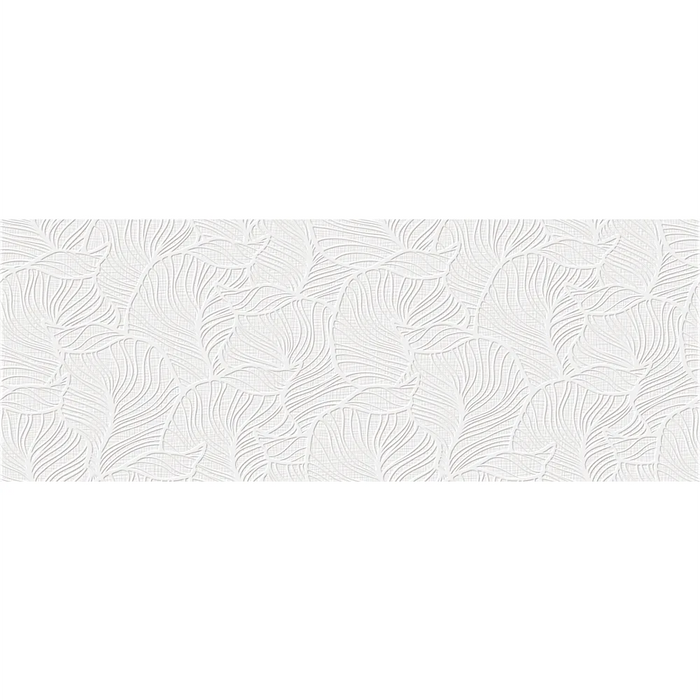 Close-up of Tesuki Gampi Blanco tile surface showing its smooth rectified edge and subtle detail.