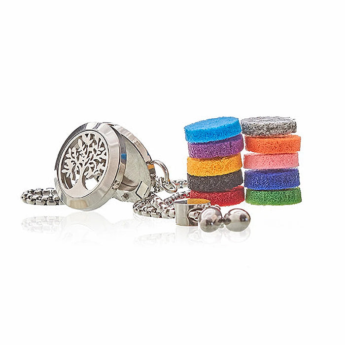Tree of Life 20mm stainless steel aromatherapy bracelet with refillable essential oil diffuser locket