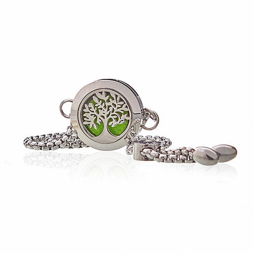 Tree of Life 20mm stainless steel aromatherapy bracelet with refillable essential oil diffuser locket