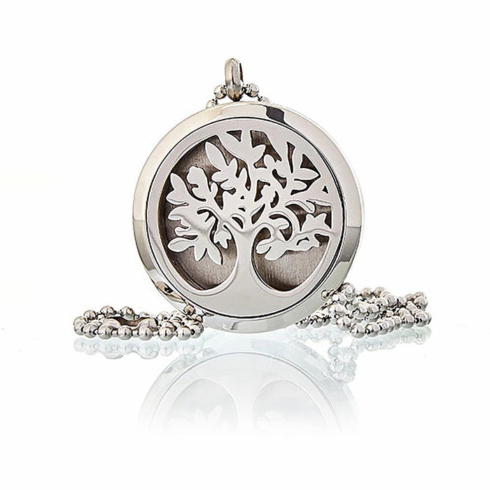 Tree of Life 30mm stainless steel aromatherapy diffuser necklace with refillable essential oil locket