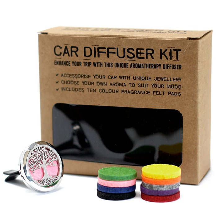 Tree of Life 30mm stainless steel car diffuser kit with vent clip and reusable felt pads