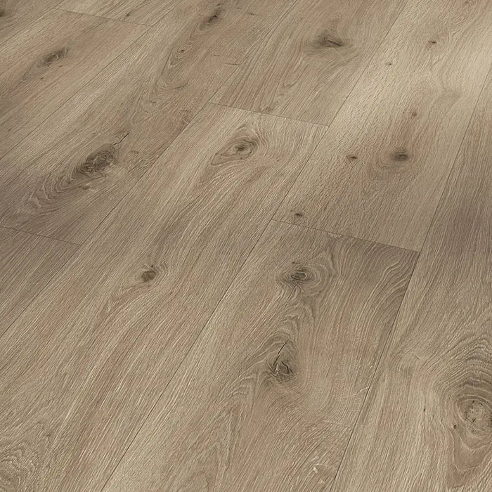 Close-up of Chalet planks revealing knots, grain variation, and matte surface detail.