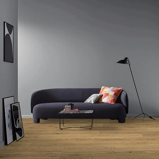 Trendtime 4 Cream flooring in a Scandinavian-inspired room with white walls and soft beige accents.