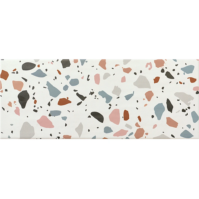 Detail of the Trendy Mix wall tile highlighting its varied colours and decorative patterns.