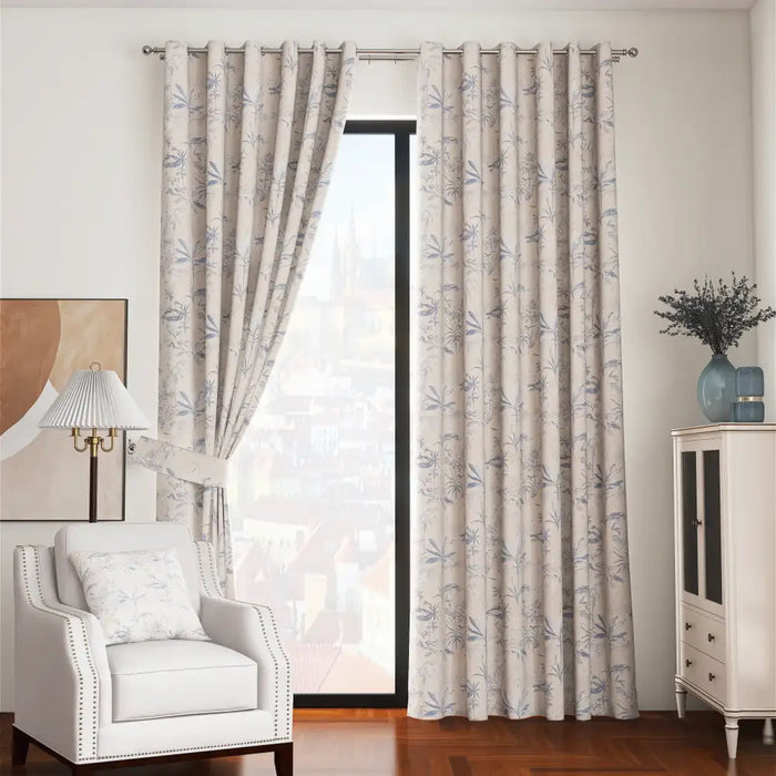 Tropic Beige eyelet curtains with polar fleece interlining for added warmth and softness