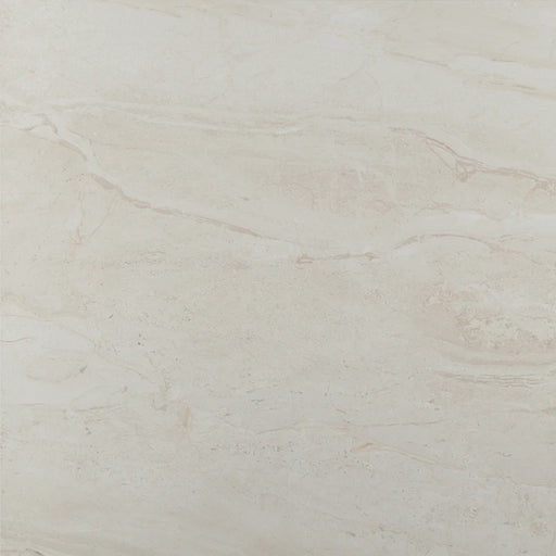 Close-up of Tropico Marfil Gloss tile showing its soft cream shade and polished reflective surface.
