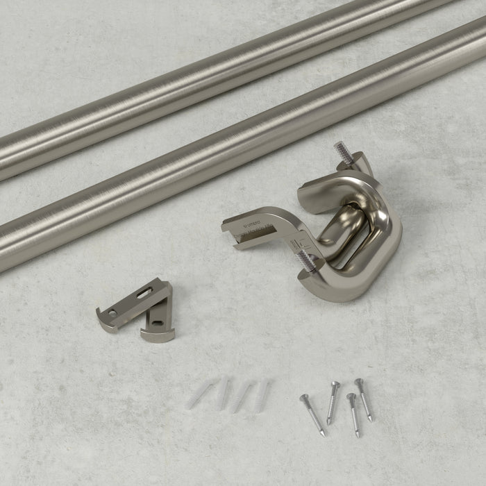 Twilight curtain pole in a stylish matt nickel finish with modern, minimalist finials — perfect for contemporary interiors.