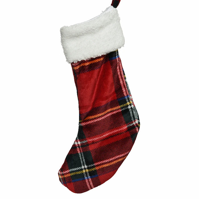 Velvet Chequered Christmas Stocking