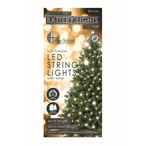 Warm White LED Battery Operated Christmas Lights