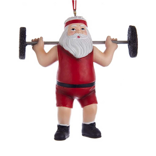 Weightlifter Santa Hanging Christmas Decoration