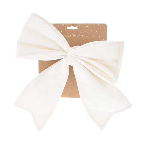 Close-up of White Checked Velvet Bow showing soft velvet texture and neatly tied shape.