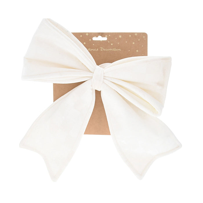 Close-up of White Checked Velvet Bow showing soft velvet texture and neatly tied shape.