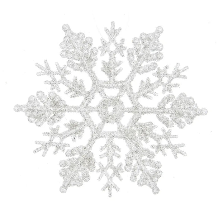 White Glitter Snowflake Hanging Christmas Decoration