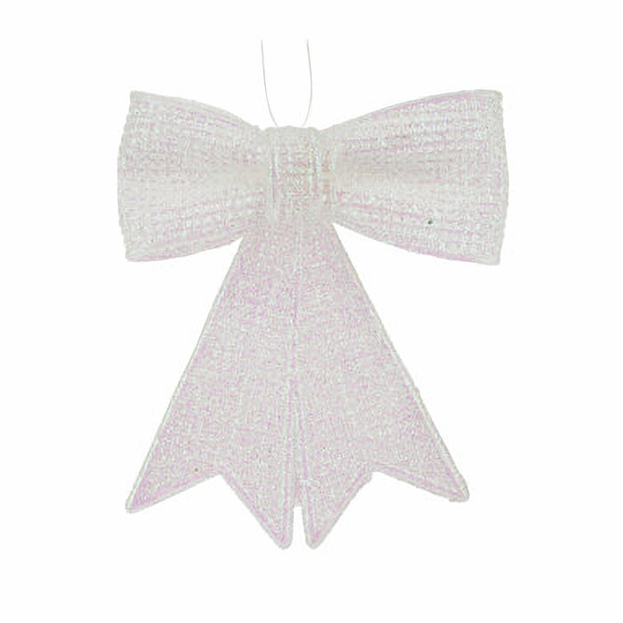 Close-up of White Hanging Glitter Bow showing detailed bow shape and sparkling glitter finish.