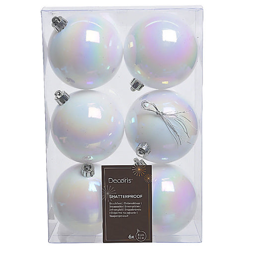 White/Iris 8cm Baubles pack of 6