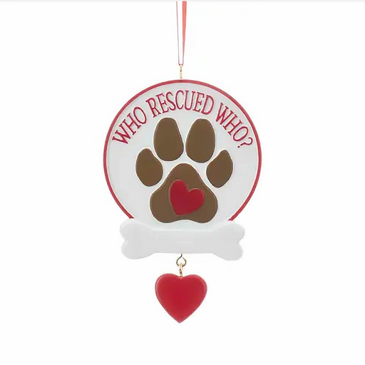 "Who Rescued Who?" Hanging Rescue Dog Decoration