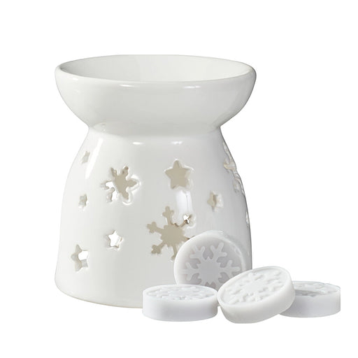 Close-up of Winter Garden Wax Burner Gift Set showing wax burner and floral-scented wax melts.