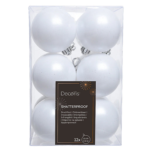 Winter White Matt 6cm Baubles pack of 12