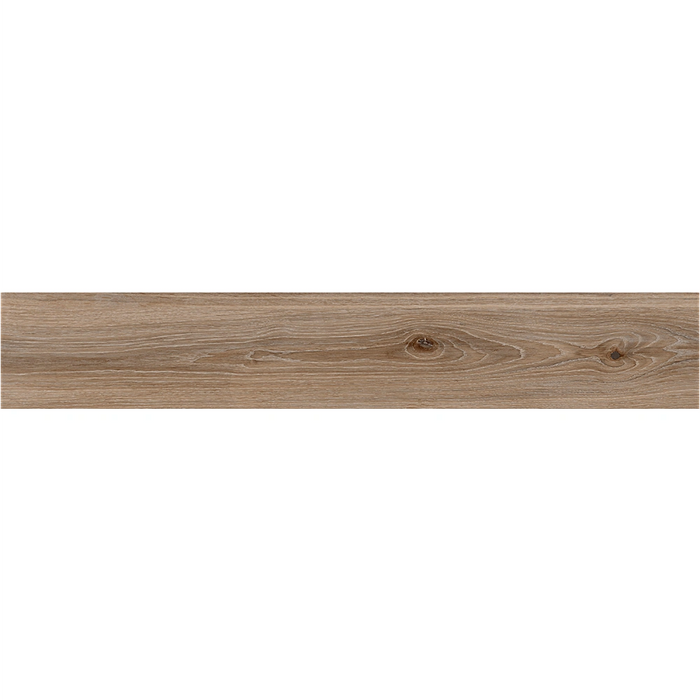 Detailed view of Woodbreak Ebony Porcelain tile highlighting its textured woodgrain and smooth matt surface.