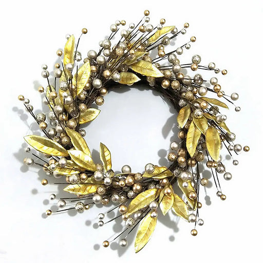 Wreath With Gold Leaves And Baubles