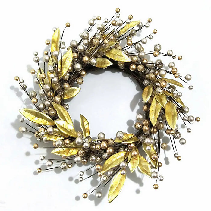 Wreath With Gold Leaves And Baubles