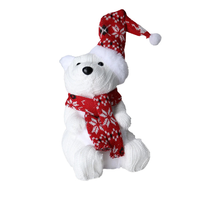 Xmas Bear with a red Christmas scarf and hat