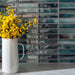 Alba Azul glossy ceramic wall tile as a kitchen splashback