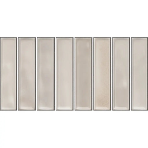 Colour variation across 8 tiles in the Alba Beige glossy ceramic wall tile range