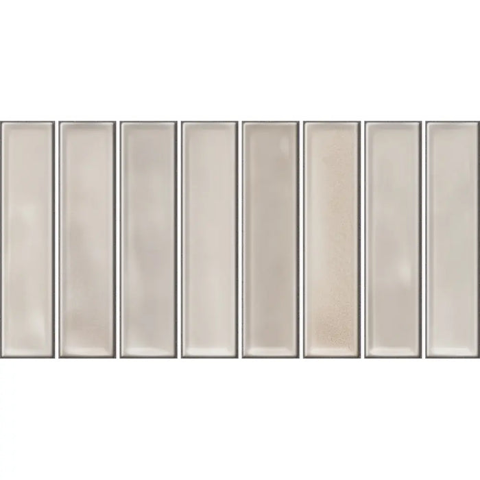 Colour variation across 8 tiles in the Alba Beige glossy ceramic wall tile range