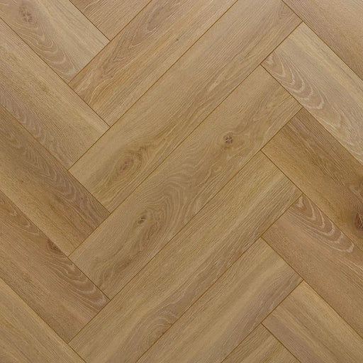 Close-up herringbone pattern detail of Alicante 12mm laminate flooring