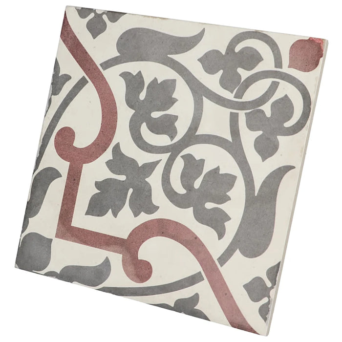 Art Nouveau Burgundy Folies Bergere 20 x 20 decorative porcelain tile at an angle