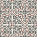 Art Nouveau Burgundy Folies Bergere porcelain tiles showing the repeating ornamental pattern