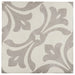 Front view of Art Nouveau La Rambla Grey decorative porcelain tile with floral pattern