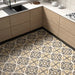 Art Nouveau Majestic Colours decorative porcelain tiles used as a feature floor with plain coordinating tiles
