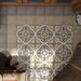 Art Nouveau Majestic Colours porcelain patterned floor tiles installed as a decorative feature floor