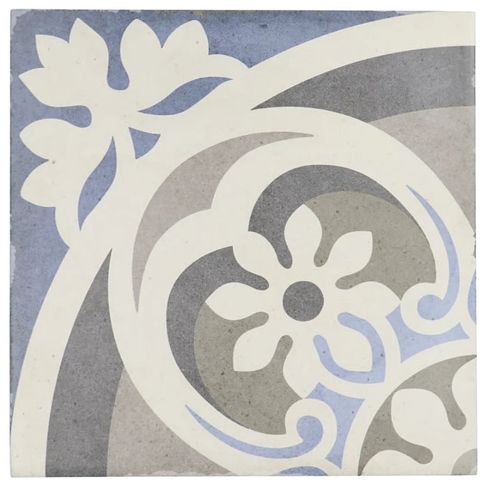 Art Nouveau Music Hall porcelain tiles showing the repeating decorative vintage pattern