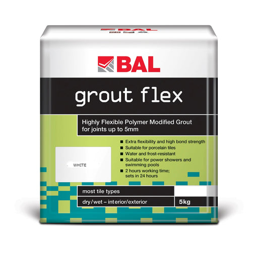 BAL Grout Flex – flexible water-resistant grout for wall and floor tiles, suitable for wet areas