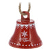 Glossy red bell with a white snowflake, Winter Wishes script and Nordic-style border on a jute rope
