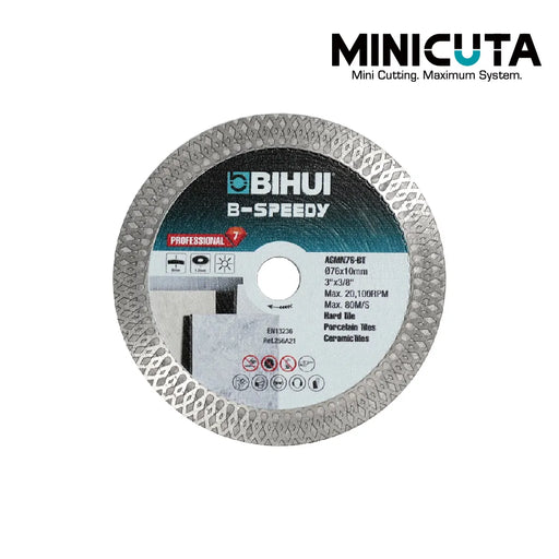 Bihui B-Speedy 76mm Diamond Blade – continuous rim blade for hard tile, porcelain and ceramic