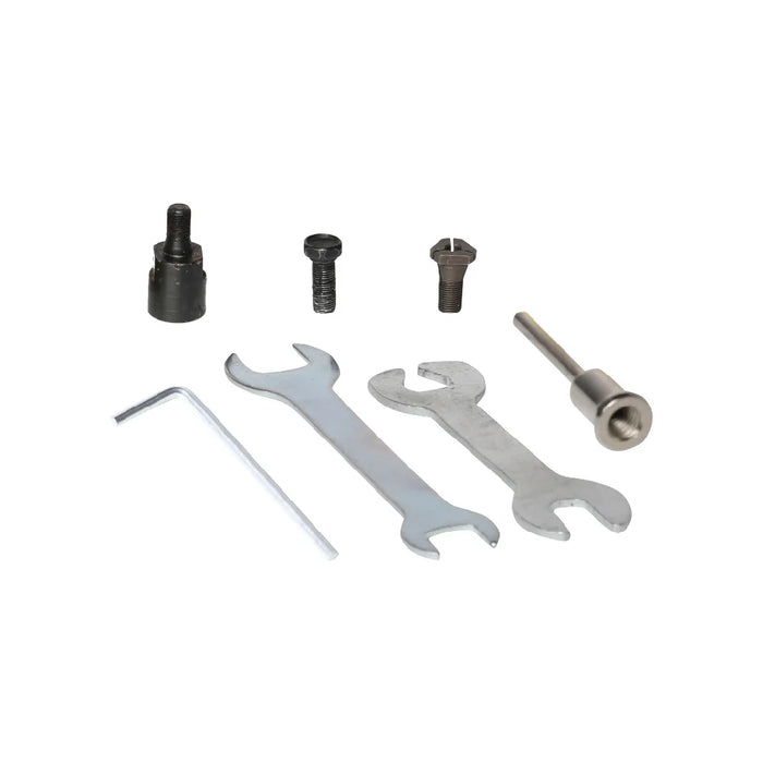 Bihui Mini Angle Grinder accessories – wrenches, adapter, chuck, fixing screw, hex key and extension rod