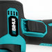Close-up of the Bihui Mini Cordless Angle Grinder power switch and air vents