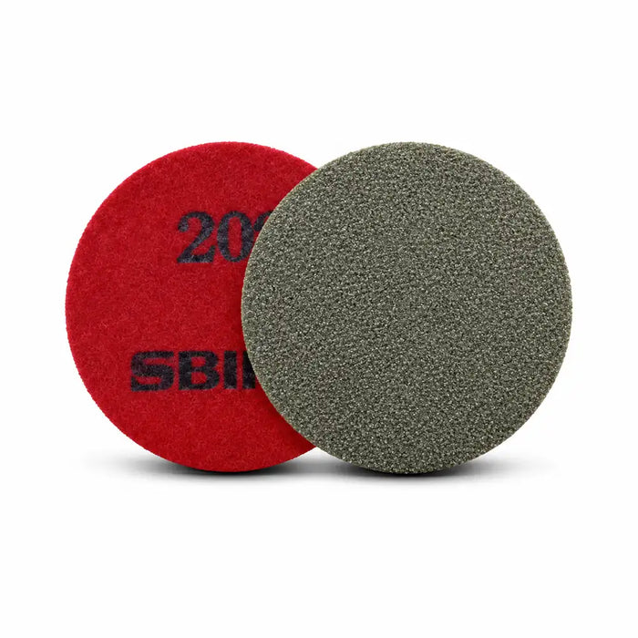 Bihui Mini Electroplated Polishing Pad 200 Grit – red velcro backing and grey electroplated diamond polishing surface