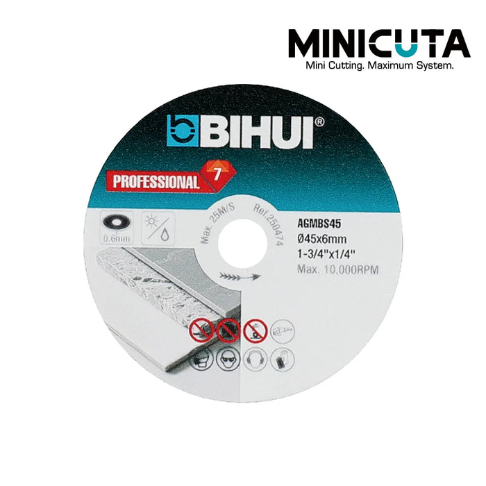 Bihui Sintered Diamond Cutting Blade 45mm – front label showing size and max RPM