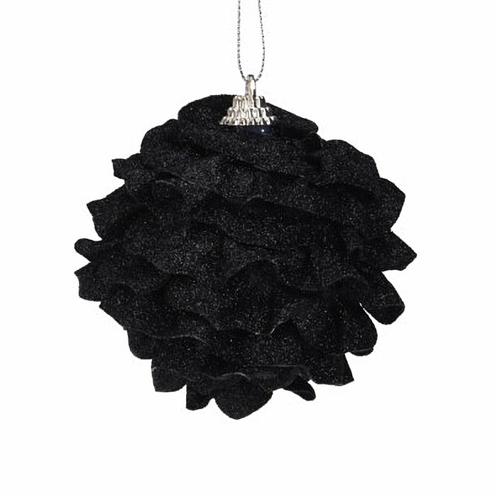 Black Glitter Pinecone Shape Xmas Bauble