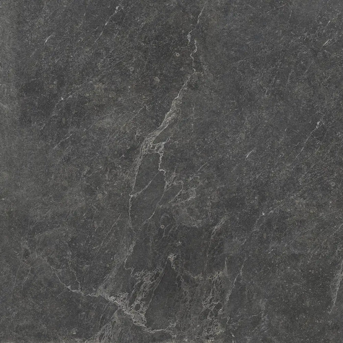 Close-up marble-effect veining detail of Bleuemix Black Soft Porcelain tile
