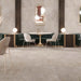 Bleuemix Taupe Porcelain 90x90 tile in a restaurant floor setting
