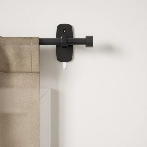 Cappa Adhera matt black curtain pole wall bracket with adhesive mount and curtain