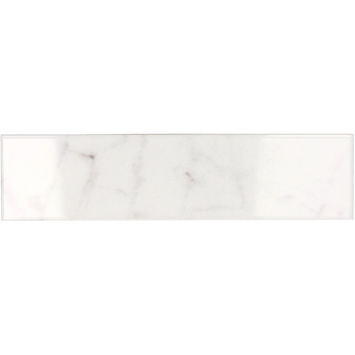 Carrara Gloss 7.5 x 30 marble effect ceramic wall tile with gloss finish