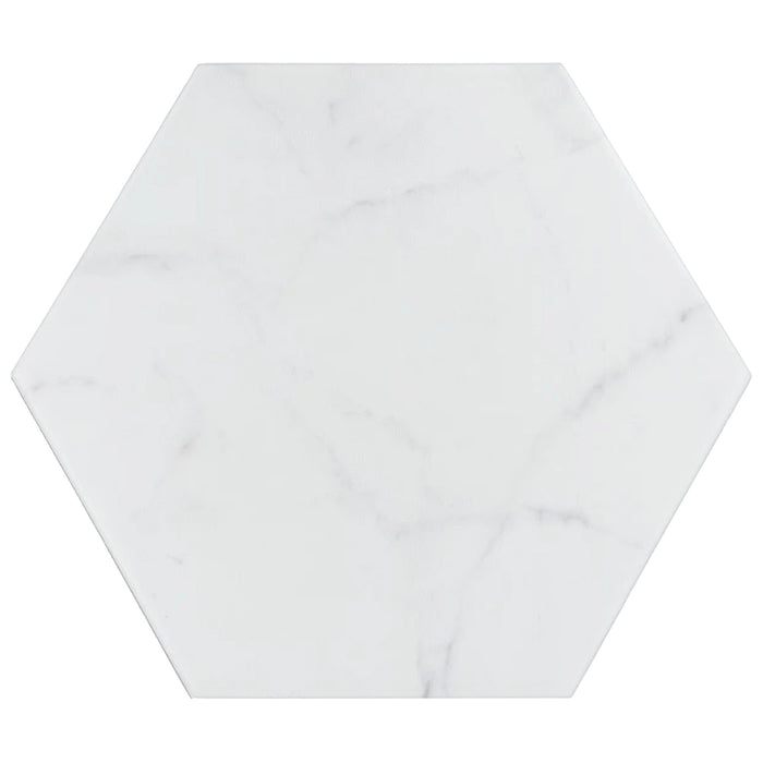 Carrara Hexagon Porcelain 17.5 x 20 Tile in matt marble effect finish