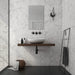 Carrara Hexagon marble effect porcelain tiles installed on bathroom walls with a matt finish in a contemporary bathroom